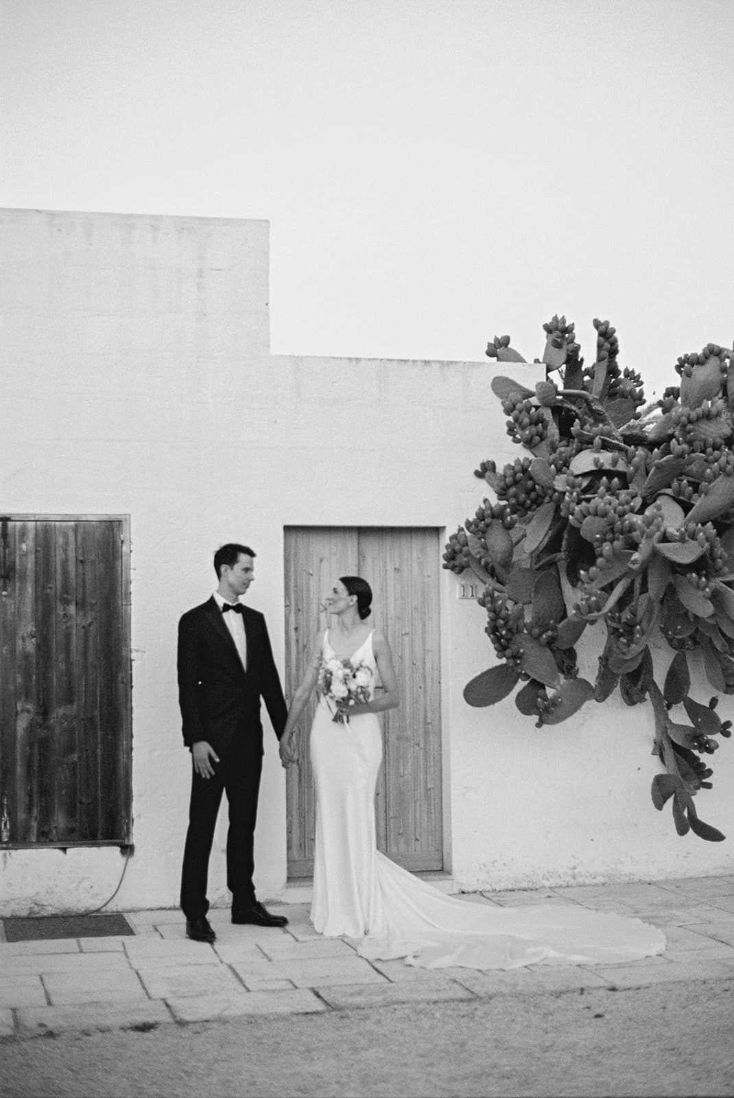 bride at groom portrait film photo